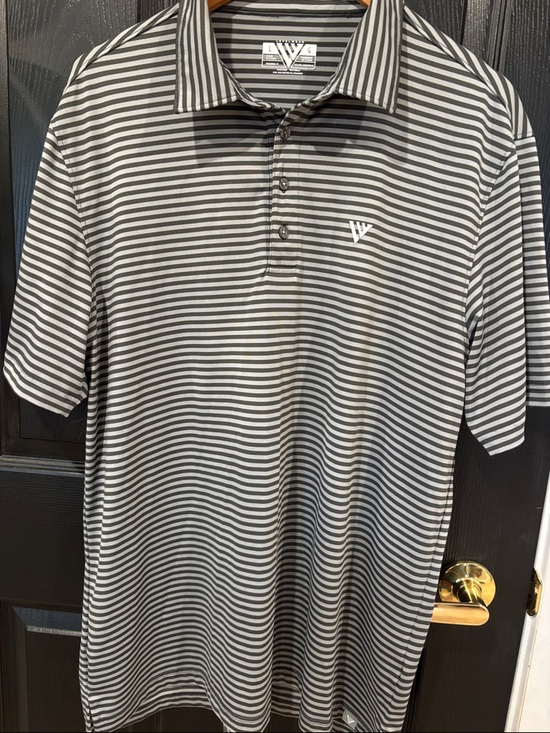 Levelwear Other - W Collection Gray & White Striped Performance Polo